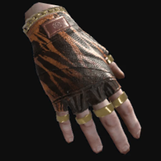 Gold Chains Leather Gloves