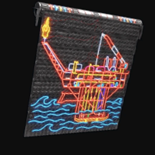 Neon Oil Rig Garage Door